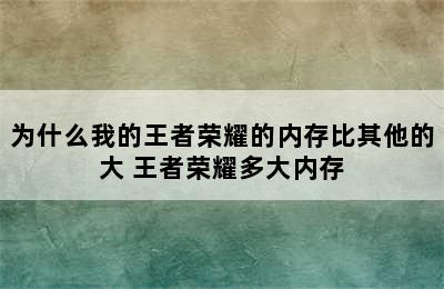 为什么我的王者荣耀的内存比其他的大 王者荣耀多大内存